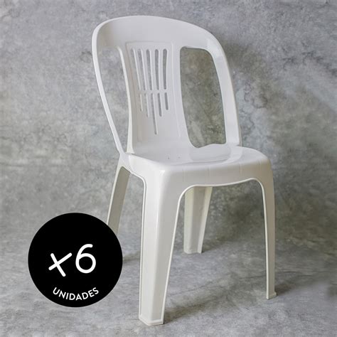 Juego De 6 Sillas De Plastico Antonella Blancas
