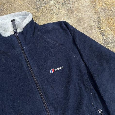 Berghaus Fleece Full Zip Winter Jacket Navy Blue Depop