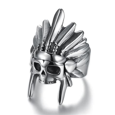 New Gothic 316l Stainless Steel Motorcycle Men Signet Rings Ed Native