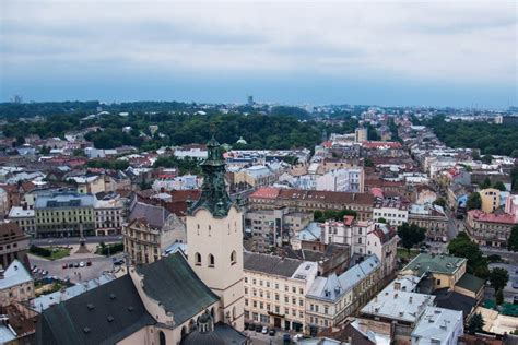 The Old City Of Lvov From Height Editorial Photo Image Of