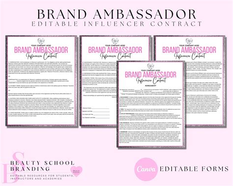 Brand Ambassador Contract Forms Brand Influencer Contract Brand Ambassador Contract Social