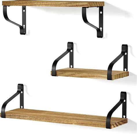 Love Kankei Rustic Shelves Decorative Wall Shelf Set Of 3 Floating Shelves For Ebay