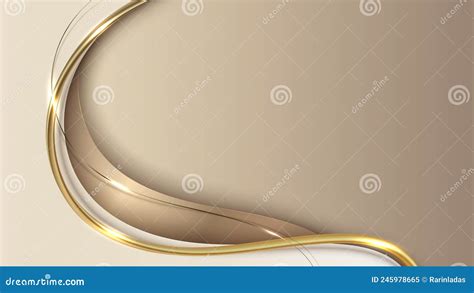 Abstract Template D Elegant Golden Wave Shape With Shiny Gold Line