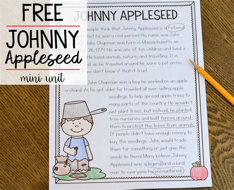 Free Johnny Appleseed Unit Johnny Appleseed Activities Johnny