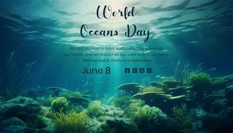 Premium PSD World Oceans Day Concept Underwater Deep Sea Scenery With