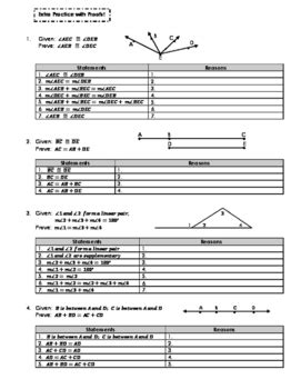 Segments Proofs Worksheet Answers