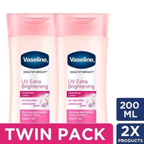 Jual Vaseline Lotion Healthy Bright Uv Extra Brightening 200ml Twinpack