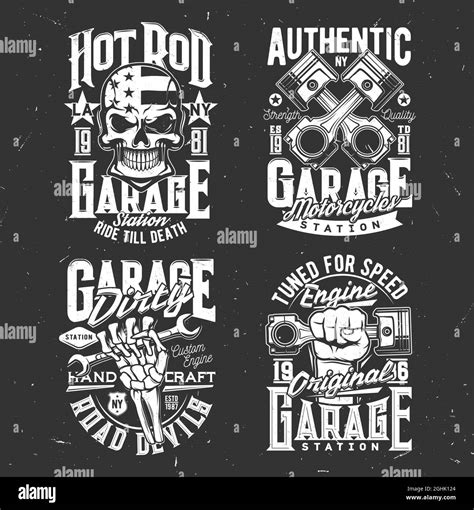 Skull Motorcycle Biker Garage And Custom Chopper Vector T Shirt Prints