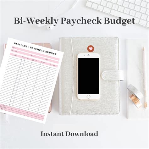 Bi Weekly Paycheck Budget Bill Organizer Paycheck Planner Paycheck