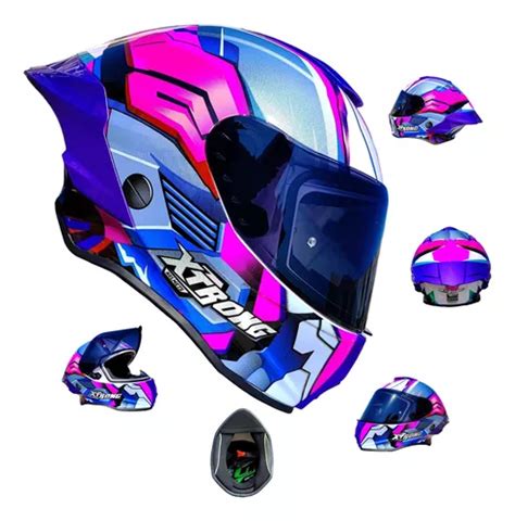 Casco Para Moto Rosa Morado Xtrong Certificado Ece Fenix Meses Sin