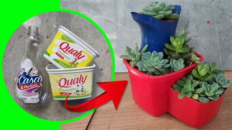 DIY TRANSFORMEI POTES DE MARGARINA EM UM MINI JARDIM DE SUCULENTAS