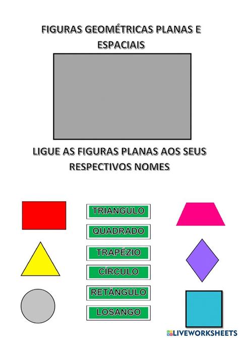Figuras geométricas planas e espaciais worksheet | Figuras geometricas ...