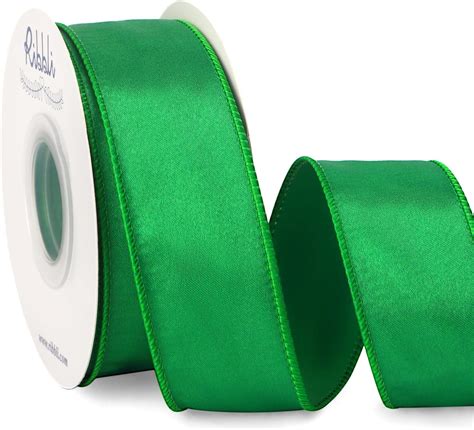 Amazon Ribbli Emerald Green Satin Wired Ribbon 1 5 Inch Green