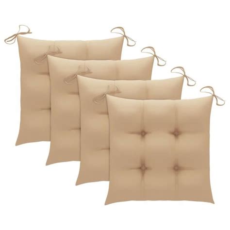 Lex Chaises De Jardin Pcs Avec Coussins Beige Bois De Teck Solide