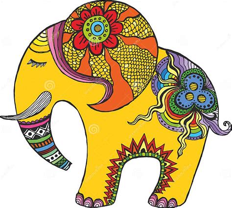 Elefante Indiano Em Cores Do Arco íris Ilustração Do Vetor Ilustração