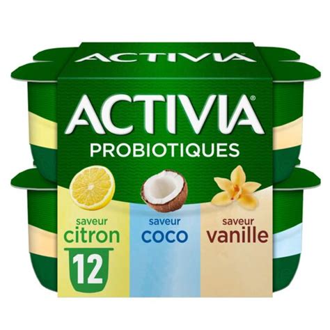 Yaourt vanille citron coco bifidus ACTIVIA les 12 pots de 125g à Prix