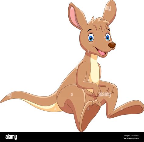 Cartoon cute baby kangaroo isolated on white background Stock Vector ...