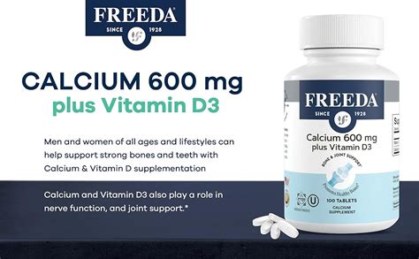 Freeda Calcium 600 Mg Vitamin D3 400 Iu Tablets Bone Support Calcium Supplement