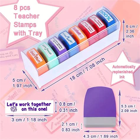 Self Inking Teacher Stamp Set Motivation Teacher Grading Temu