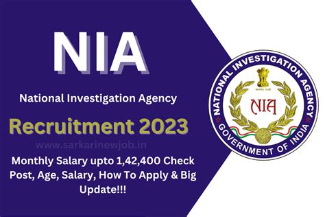 Nia Recruitment Monthly Salary Upto Check Post Age