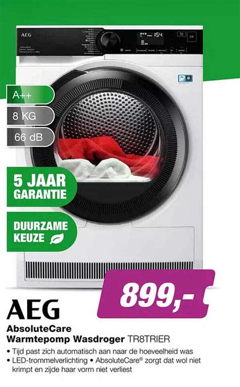 AEG AbsoluteCare Warmtepomp Wasdroger TR8TRIER Aanbieding Bij EP