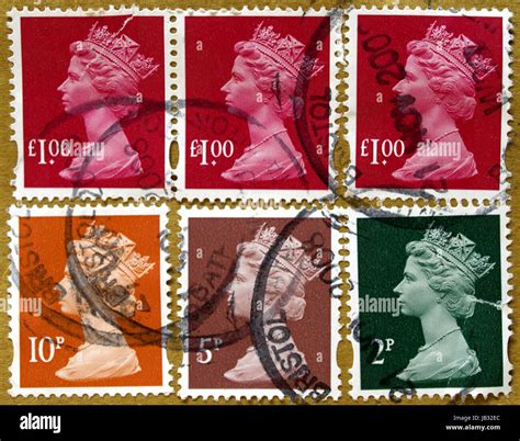 LONDON, UK - JANUARY 02, 2009: Range of British postage stamps with HM ...