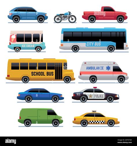 Iconos de coches planos Transporte público de la ciudad autobús