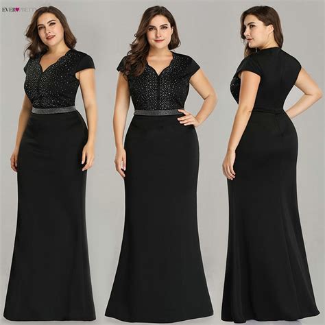 Plus Size Black Evening Gowns Ever Pretty EZ07623 2018 Elegant Mermaid