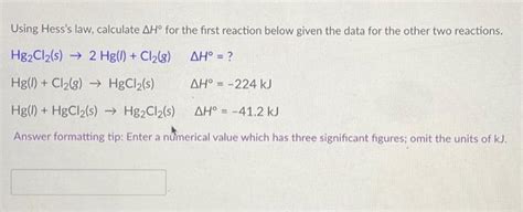 Solved Using Hesss Law Calculate Δh∘ For The First