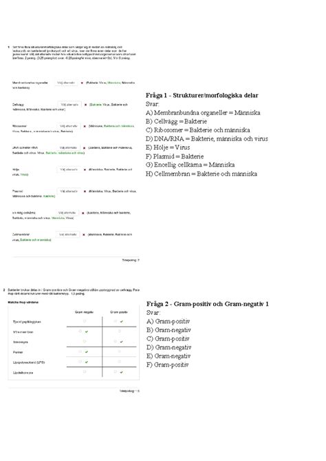 Gamla Tentor Mikrobiologi Fr Ga Strukturer Morfologiska Delar