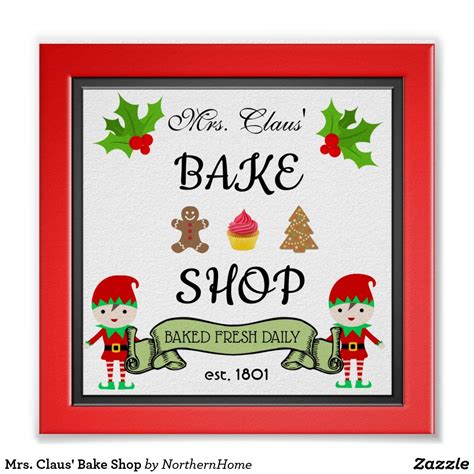 Mrs Claus Bake Shop Poster Holiday Baking Christmas