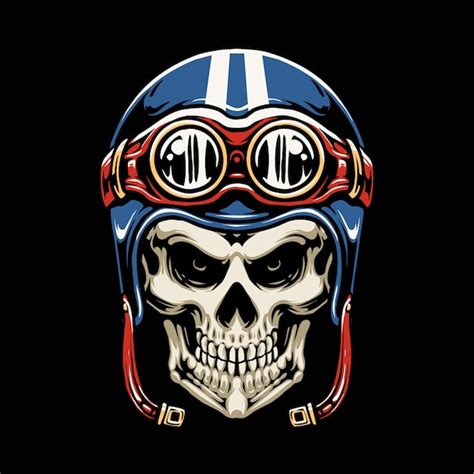 Premium Vector | Skull motorcycle helmet illustration design