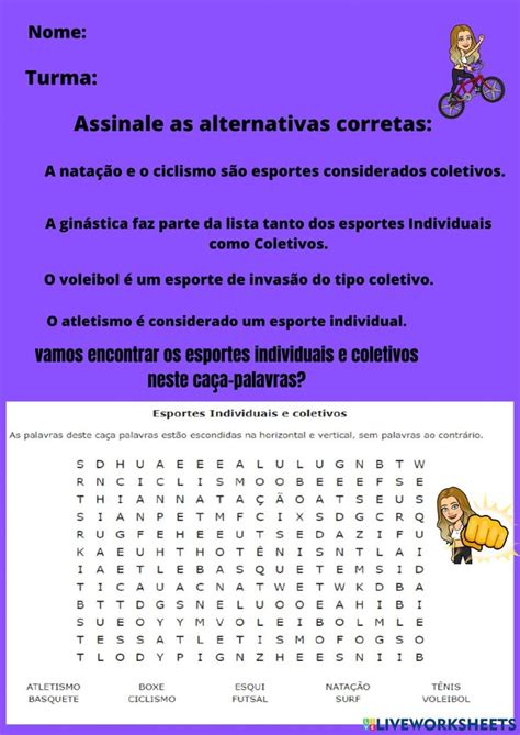 Esportes Individuais E Coletivos Interactive Worksheet Online