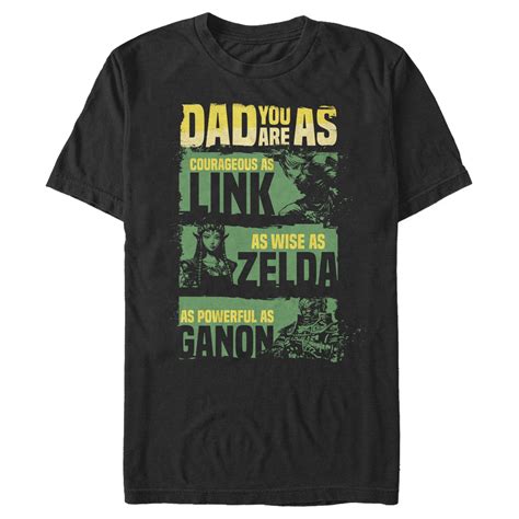 Mens Nintendo Fathers Day Legend Of Zelda Qualities Graphic Tee Black