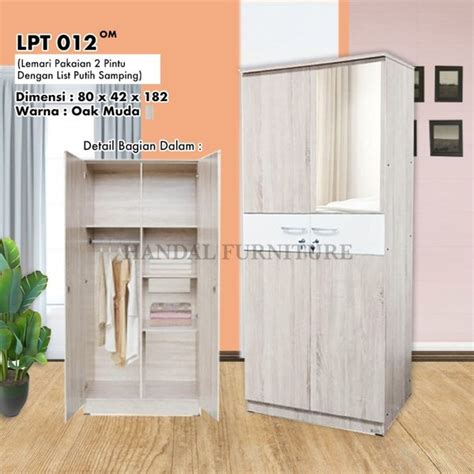 Jual Lunar Lemari Pakaian 2 Pintu Frency LPT 012 List Datar Di Lapak