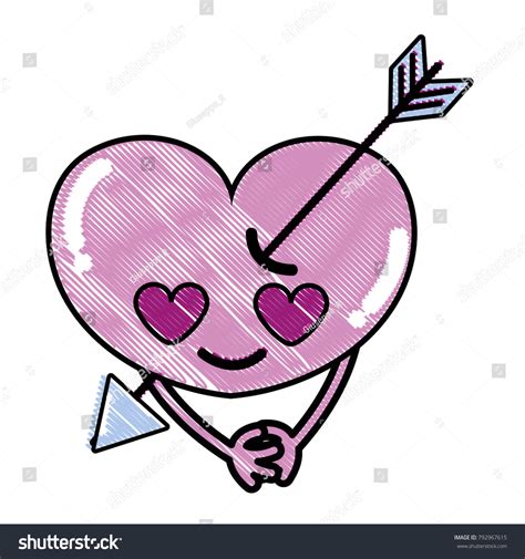 Grated Heart Arrow Love Kawaii Arms Stock Vector Royalty Free