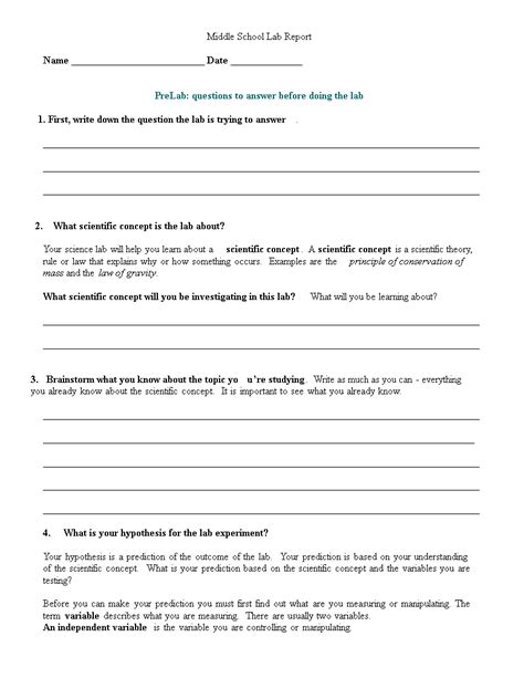 Lab Report Template Middle School Atlanticcityaquarium