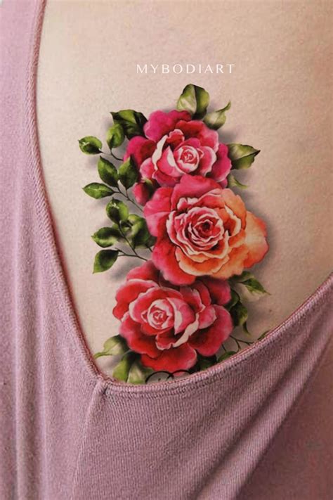 Traditional Vintage Rose Temporary Tattoo For Arm Back Shoulder Neck