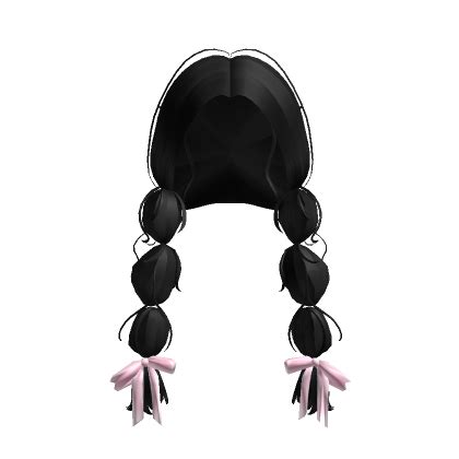 Messy Black Front Pigtails With Pink Bows Roblox Item Rolimon S