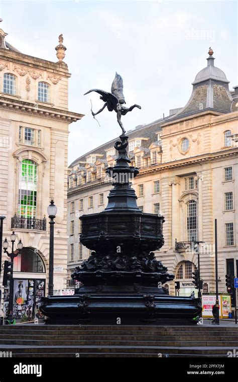 The statue of Eros, Shaftesbury Memorial Fountain on Piccadilly Circus ...