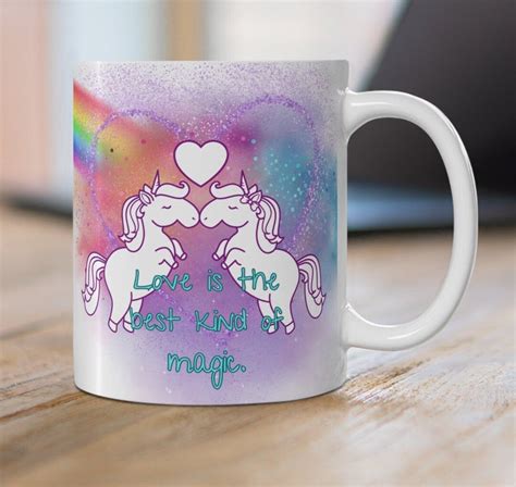 Unicorn Love Rainbow Coffee Mug Rainbow Mug T For Her Mugs Mug T Unicorn Birthday