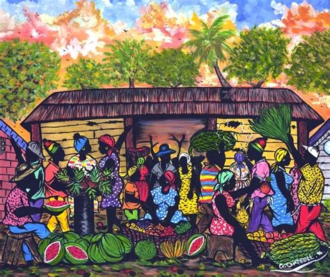 Caribbean market by G.Campbell | Caribbean art, Tropical art, Art pictures