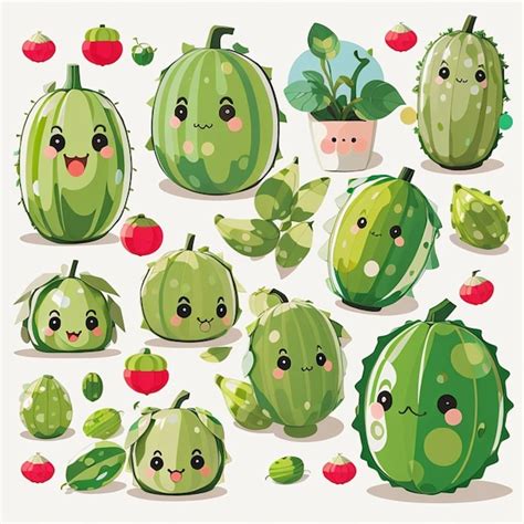 Premium Photo A Set Of Kawaii Watermelon Designs Ai Generated