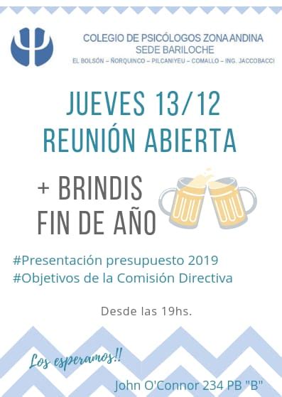 RESEÑA DEL BRINDIS DE FIN DE AÑO Colegio de Psicólog s de la Zona Andina