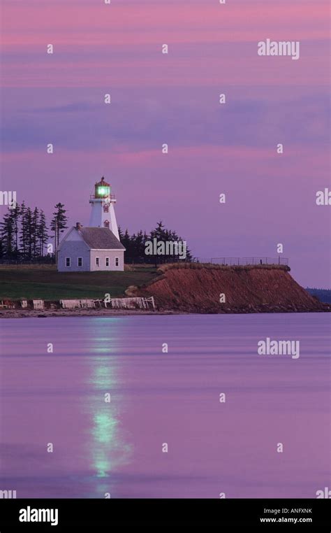 Lighthouse At Sunset In Panmure Island Provincial Park Hi Res Stock