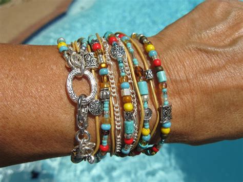 Boho Endless Leather Wrap Bracelet Desert Cactus Etsy