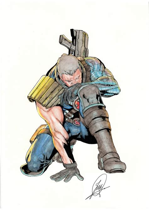 Cable X Men By Carlos Pacheco Inked Colored By Me Watercolor