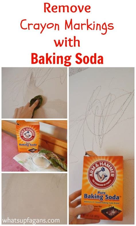 The Process To Remove Crayon Markings With Baking Soda Is Shown In This