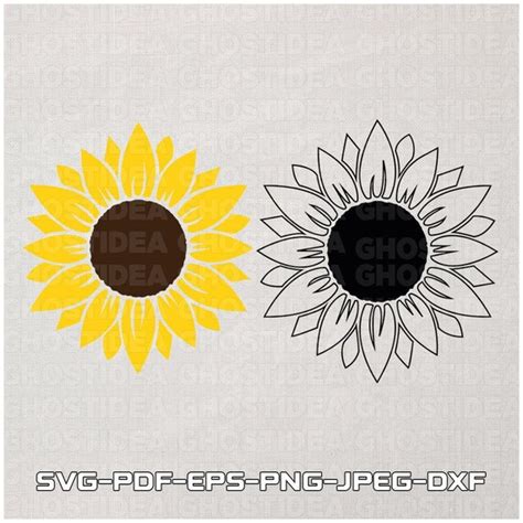 Sunflower Svg Sunflowers Svg Flower Svg Digital Clipart Etsy