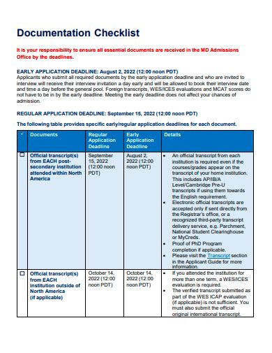 FREE 20 Documentation Checklist Samples In PDF MS Word